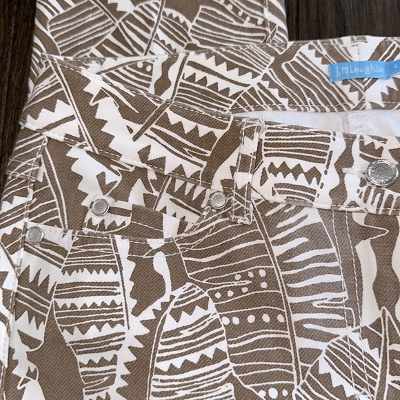 J McLaughlin brown & white safari print denim pants size 4 - Picture 7 of 8